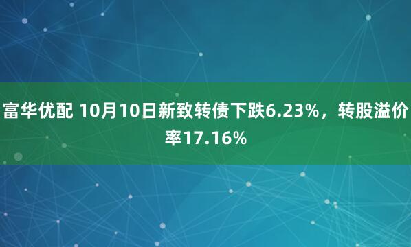富华优配 10月10日新致转债下跌6.23%,转股溢价率17.16%