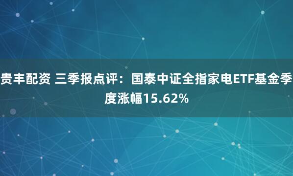 贵丰配资 三季报点评:国泰中证全指家电ETF基金季度涨幅15.62%